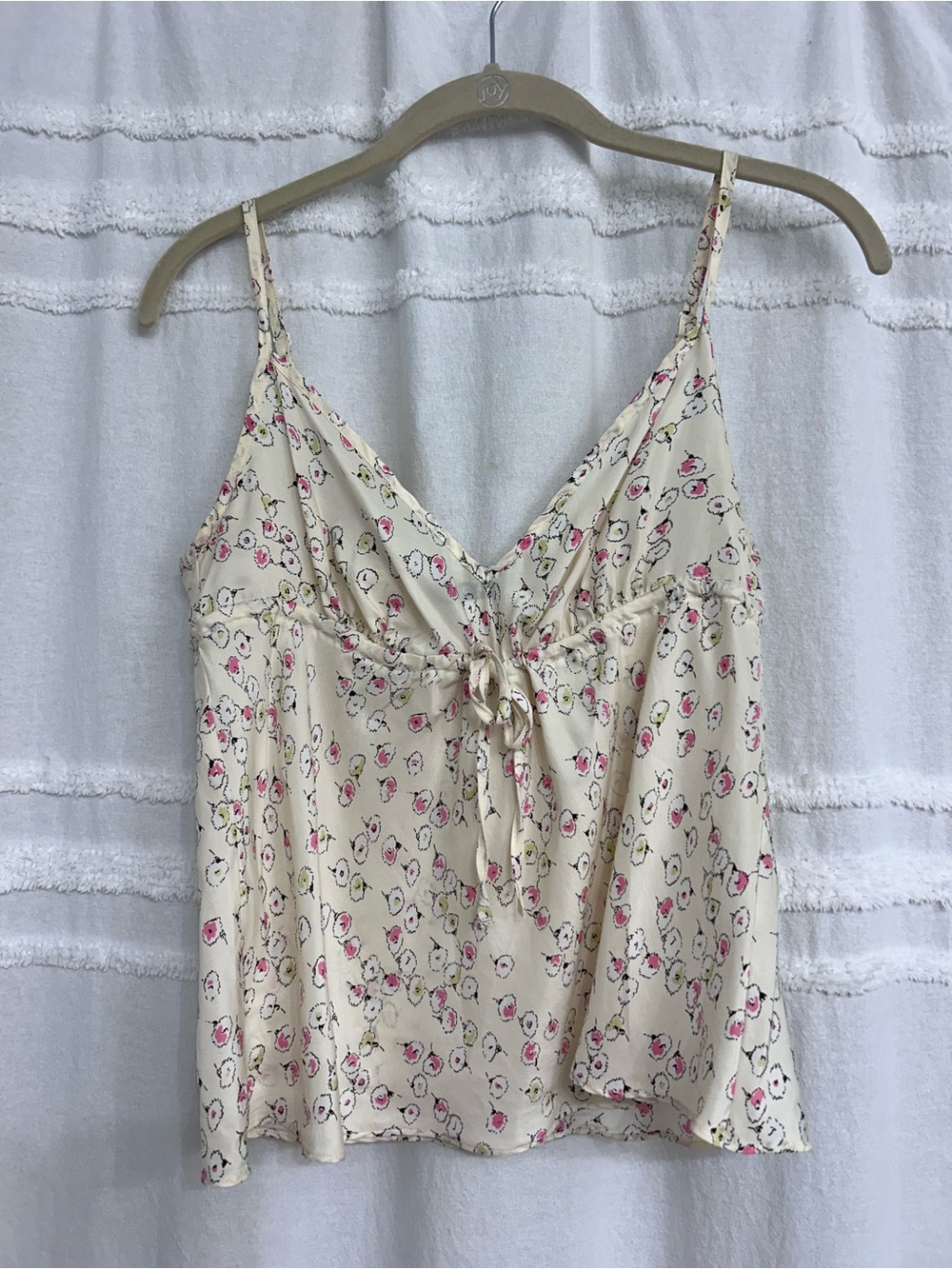 JCrew Size Small 100% Silk Cream Floral Cami Top